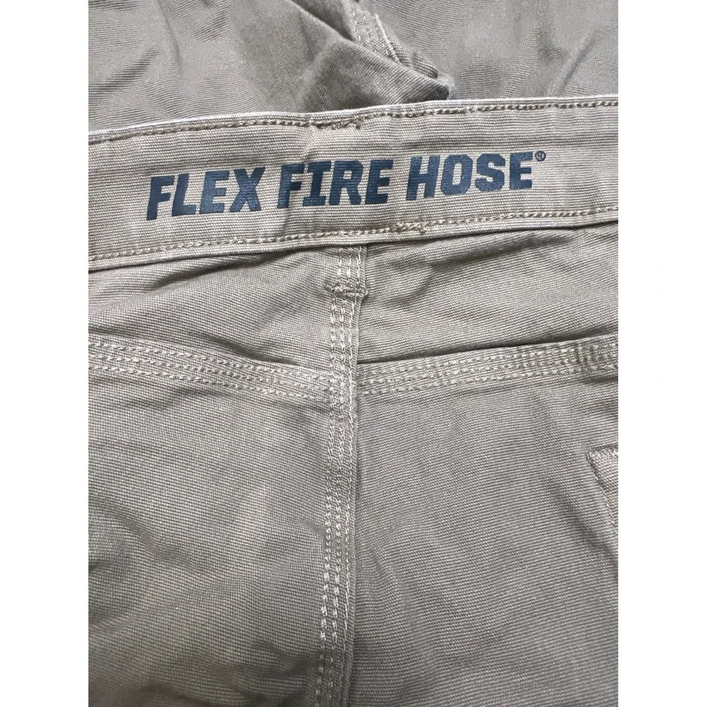 Duluth Flex Fire Hose Mens 48x32 Relaxed Fit Khaki Cotton Spandex Work Pants Tan